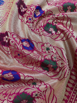 Ivory Cream Banarasi Silk Saree with Hot Pink combination | Meenakari Work with small buttis  | Soft Silk Handloom Saree