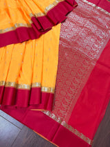 Statement Designer Yellow with Red border and Pallu Saree | Banarasi Silk Saree | Soft Silk Saree | Festival Indian Wear