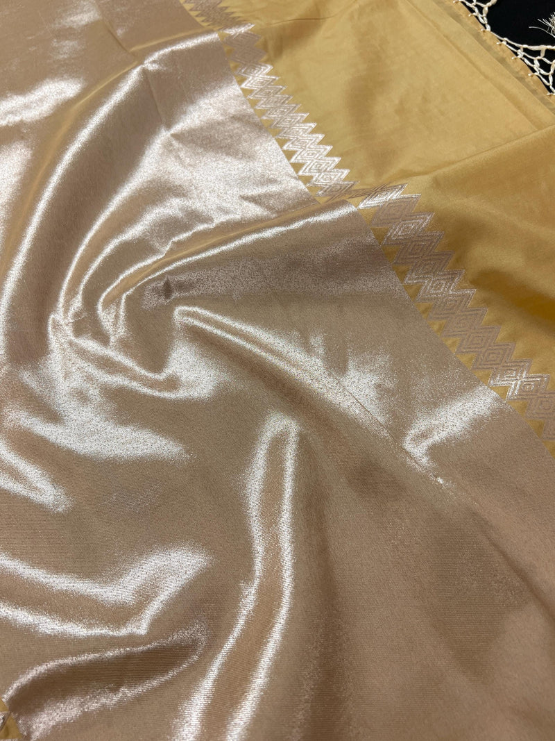 Beige Gold Saree with Muted Sliver Zari Waave -  Traditional Banarasi Soft Silk Handloom Saree