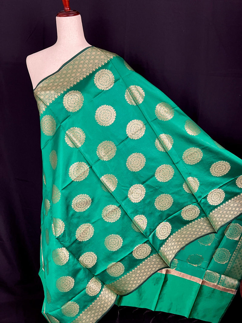 Green color Banarasi Silk Chakra Designer Dupatta | Light Weight Dupatta  | Stole | Benarasi Dupatta | Gift For Her