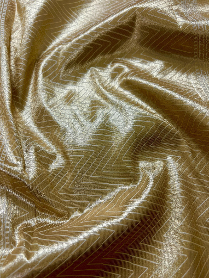 Beige Cream Color Saree with Muted Gold Zari Waave -  Traditional Banarasi Soft Silk Handloom Saree