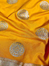 Yellow Color Handmade Soft Silk Zari Weaved Dupatta with Chakras with Grand Flower Borders | Indian Dupatta | Gift For Her | Lehenga dupatta