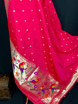 Hot Pink Color Paithani Banarasi Katan Silk Dupatta