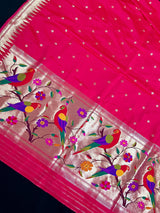 Hot Pink Color Paithani Banarasi Katan Silk Dupatta