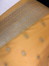 Handmade Soft Banarasi Silk Zari Weaved Mango Yellow Color Dupatta with Koniya design and Small buttis | Indian Dupatta | Stole | Scarf