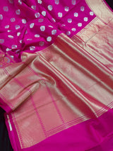 Statement Handmade Hot Pink Banarasi Soft Silk Saree