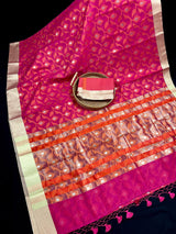 Pink Color Jamdani Soft Cotton Silk  Saree -  Jamdani Saree - Floral Jaal Sarees