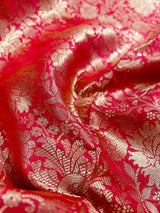 Statement Bright Pink Banarasi Soft Silk Saree - Floral Jaal Weave in Gold Zari