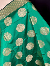 Green color Banarasi Silk Chakra Designer Dupatta | Light Weight Dupatta  | Stole | Benarasi Dupatta | Gift For Her