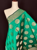 Green color Banarasi Silk Chakra Designer Dupatta | Light Weight Dupatta  | Stole | Benarasi Dupatta | Gift For Her