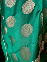 Green color Banarasi Silk Chakra Designer Dupatta | Light Weight Dupatta  | Stole | Benarasi Dupatta | Gift For Her