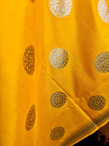 Yellow Color Handmade Soft Silk Zari Weaved Dupatta with Chakras with Grand Flower Borders | Indian Dupatta | Gift For Her | Lehenga dupatta