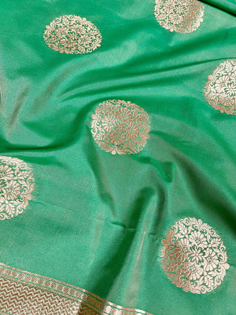 Light Green Color Handmade Soft Banarasi Silk Zari Weaved Dupatta