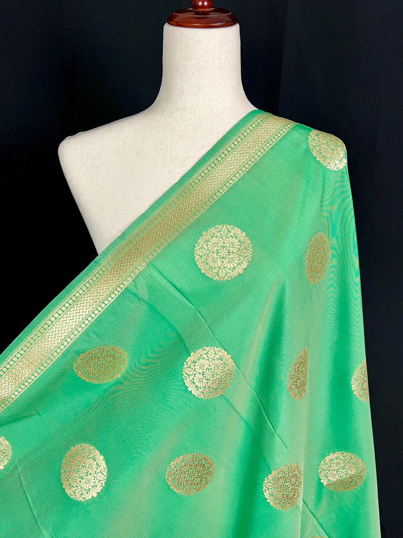 Light Green Color Handmade Soft Banarasi Silk Zari Weaved Dupatta