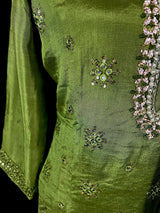 Readymade 3pcs Suit in Mehandi Green Color For Women with Handwork