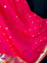 Hot Pink Color Paithani Banarasi Katan Silk Dupatta