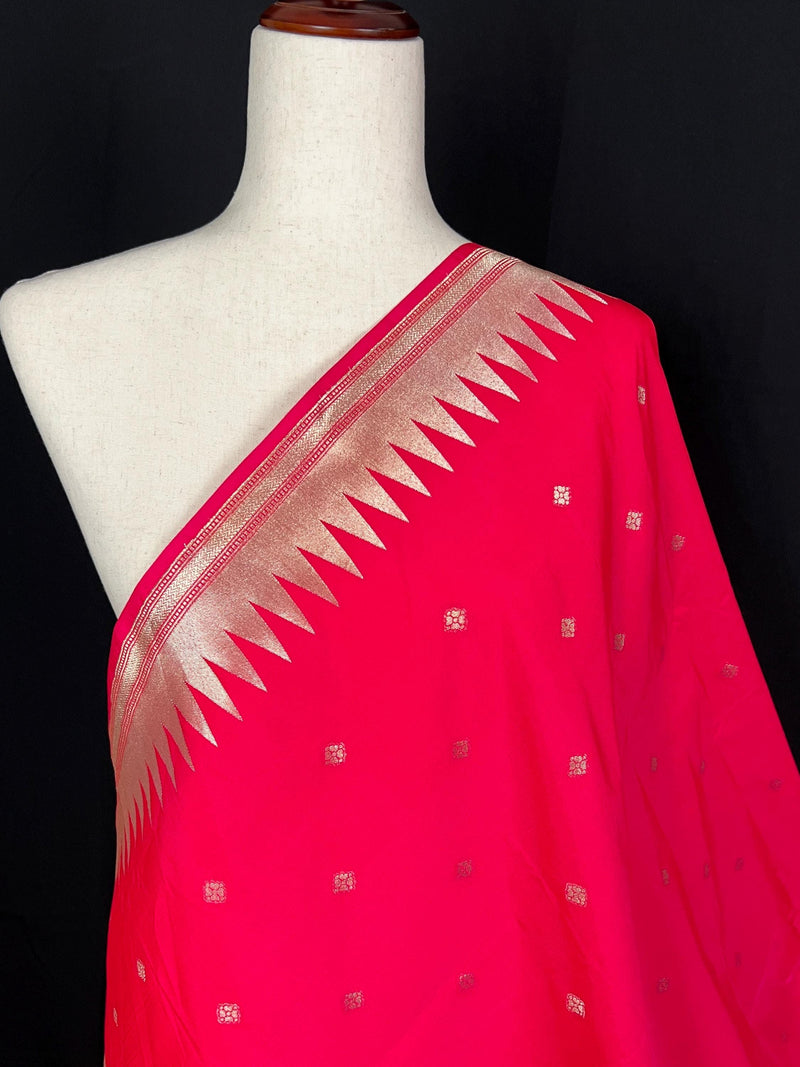 Hot Pink Color Paithani Banarasi Katan Silk Dupatta