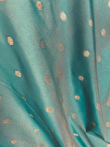 Pastel Sea Blue Handmade Soft Silk Zari Weaved Dupatta with Koniya design and small Buttis