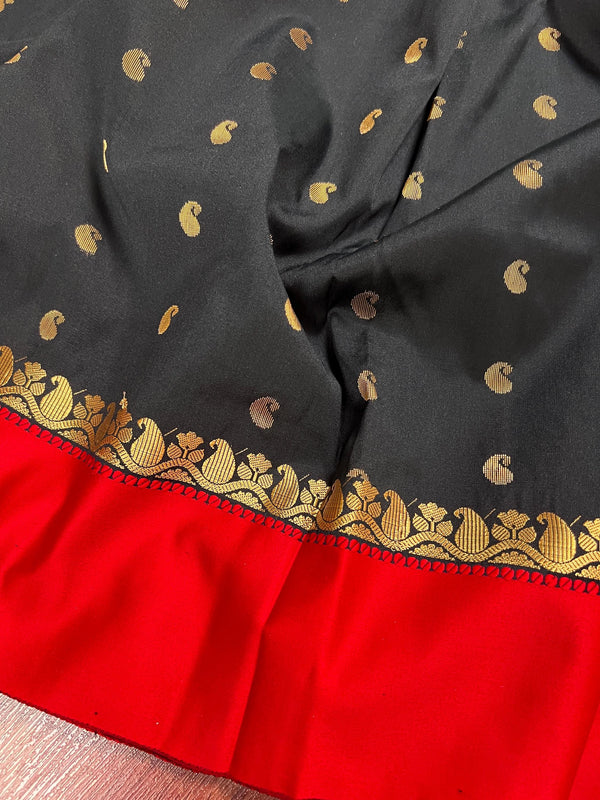 Statement Designer Black with red color Border and Pallu Saree | Banarasi Silk Saree | Gift for Her |  Kaash Collection