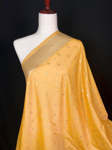 Handmade Soft Banarasi Silk Zari Weaved Mango Yellow Color Dupatta with Koniya design and Small buttis | Indian Dupatta | Stole | Scarf