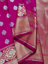 Statement Handmade Hot Pink Banarasi Soft Silk Saree