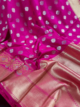 Statement Handmade Hot Pink Banarasi Soft Silk Saree