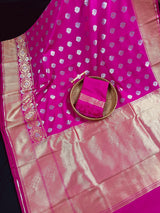 Statement Handmade Hot Pink Banarasi Soft Silk Saree