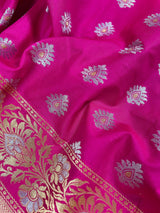 Statement Handmade Hot Pink Banarasi Soft Silk Saree