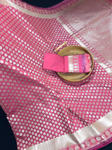 Onion Pink Traditional Banarasi Silk Handloom Saree in Sliver Zari Weave