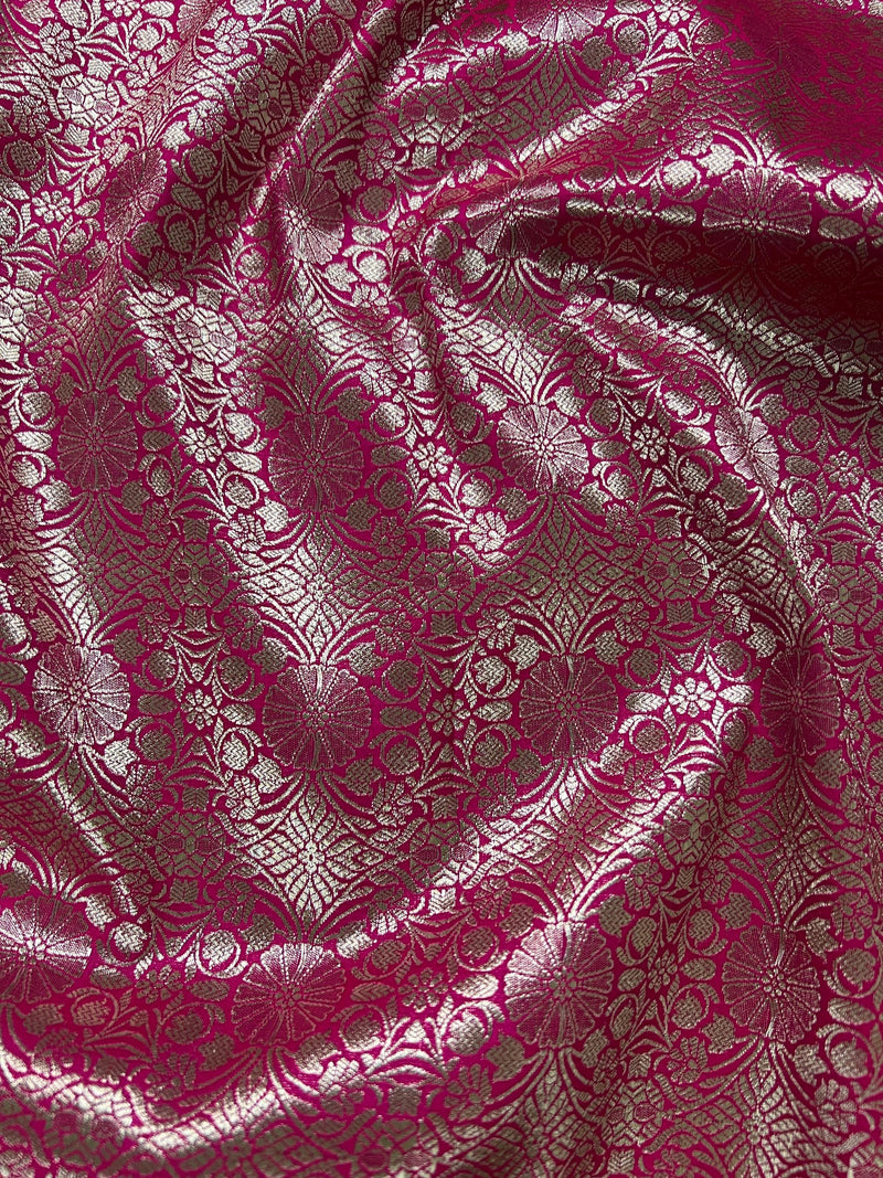 Hot Pink Handloom Saree  - Banarasi Mashru Silk Saree