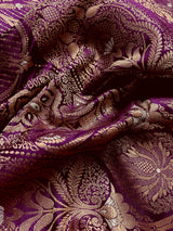 Brinjal Purple Color Banarasi Light Weight Satin Silk with Handwoven Copper Zari Weaving