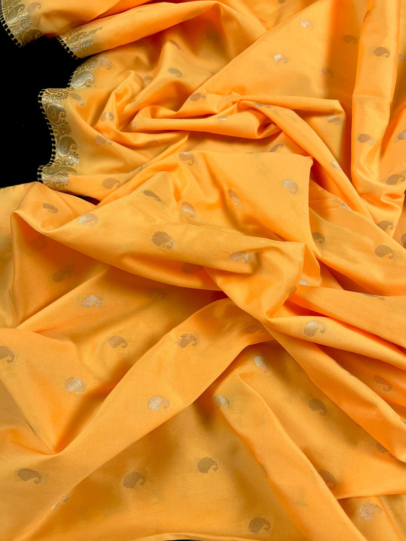 Statement Designer Yellow with Black border and Pallu Saree | Banarasi Silk Saree | Soft Silk Saree