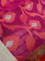 Pink Color Jamdani Soft Cotton Silk  Saree -  Jamdani Saree - Floral Jaal Sarees