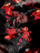 Black Color Soft Organza Dupatta with Embroidery, Sequin and Zari with Floral Digital Prints