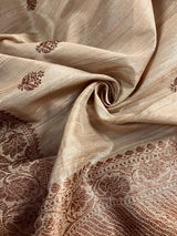 Beige Color Pure Tussar Saree with Antique Zari Weave  - Silk Mark Certified