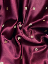 Wine Color Mashru Silk Handloom Saree with Gold Zari Weave - Banarasi Mashru Silk Saree