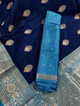 Blue Color Pure Katan Silk Saree with Sky Blue Border and Pallu - Pure Silk Sarees - SILK MARK CERTIFIED