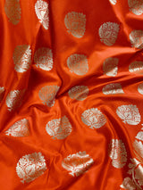 Orange with Pink  Traditional Handloom Banarasi Saree with Satin Border