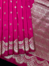 Hot Pink Handloom Saree  - Banarasi Mashru Silk Saree