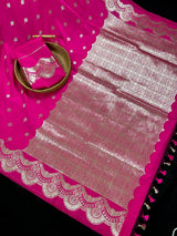 Hot Pink Handloom Saree  - Banarasi Mashru Silk Saree