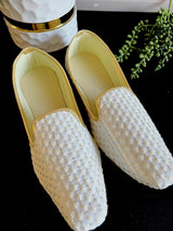 Handmade Mens Wedding Shoes in Ivory White Color | Jutti for Men | Traditional Handmade Mojari | Indian Ethnic Wedding Footwear for Men