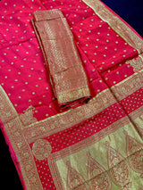 Statement Red Color Pure Crepe  Silk Saree with Koniya design | Gold Zari Weave | Silk Mark Certified | Pure Crepe Silk Sarees