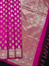 Hot Pink Color Banarasi Silk Saree in Gold Zari Weave Work