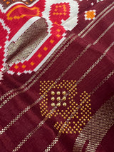 Rani Mukherjee Inspired Burgundy Soft Gajji Silk Saree with Patola Design  | Printed Lehariya Patola design with Elephant Motifs