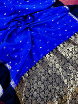 Statement Designer Royal Blue with Black border and Pallu Saree | Banarasi Silk Saree | Soft Silk Saree