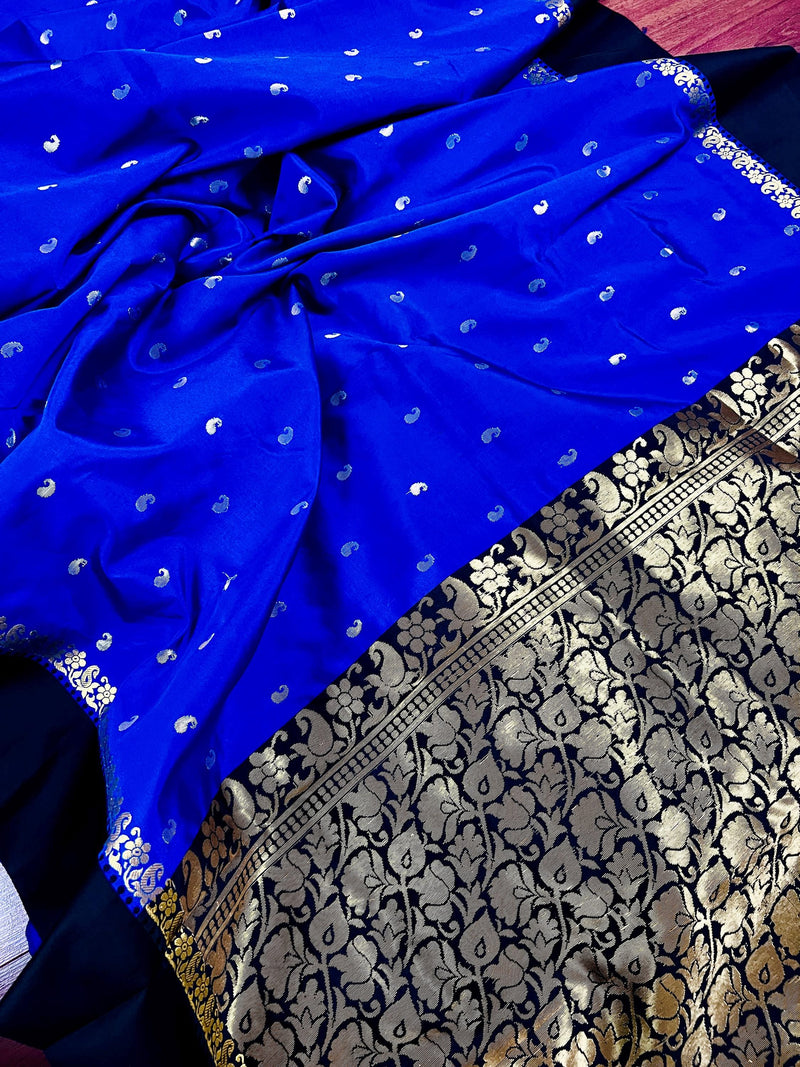 Statement Designer Royal Blue with Black border and Pallu Saree | Banarasi Silk Saree | Soft Silk Saree