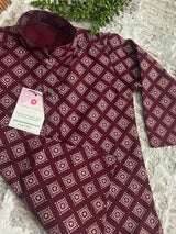 Boys Maroon Color Premium Cotton Silk Kurta Pajama Set | Cotton Kids Kurtas | Boys Kurta Pajama Sets