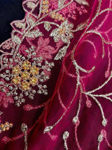 Hot Pink Soft Net Dupatta with Heavy Embroidery, Pearl and Zari | Dupatta for Lehangas | Dupatta for Gifts | Wedding Dupattas