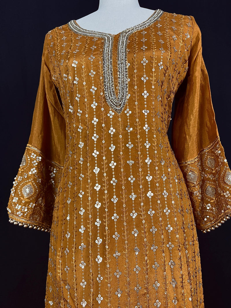 Designer Readymade Salwar Kameez in Mustard Gold Color For Women | Party Wear Salwar Kameez for Women | Indian Outfits for Women