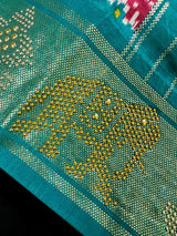 Rani Mukherjee Inspired Turquoise Soft Gajji Silk Saree with Patola Design  | Printed Lehariya Patola design with Elephant Motifs